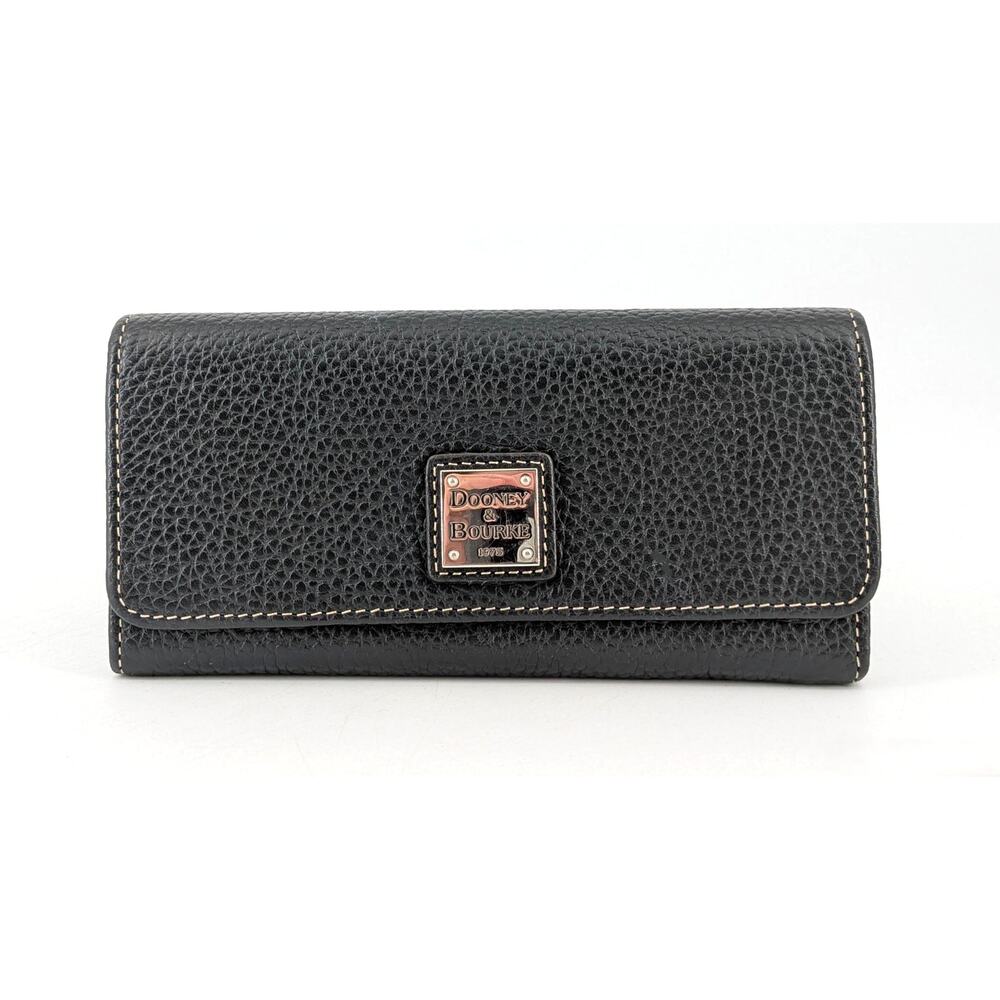 Dooney & Bourke Pebble Grain Leather Bifold Clutch Wallet Vintage - Picture 1 of 5